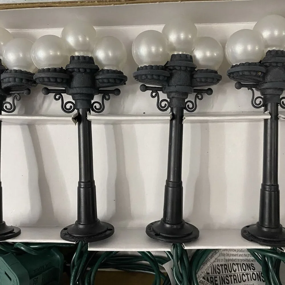 Vtg Kurt Adler 10 Victorian Street Light Set For Christmas Village or Tree NIB